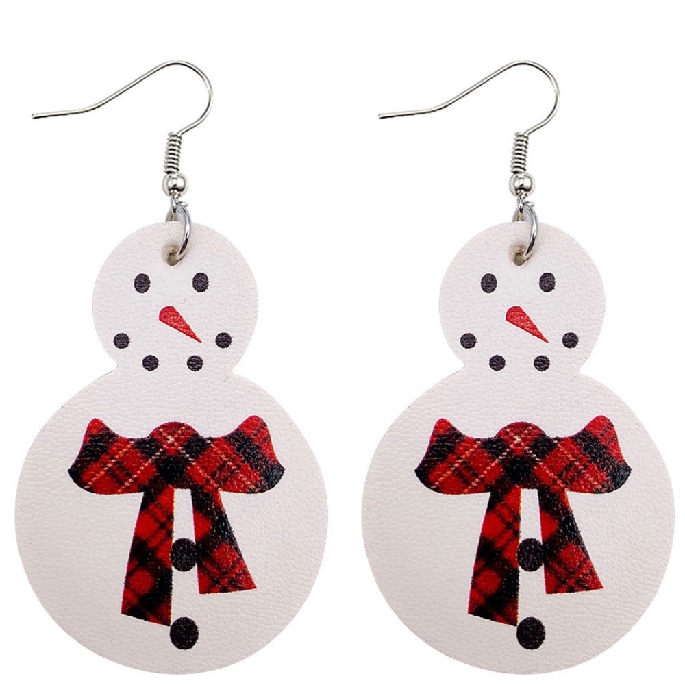 Snowman leather drop earrings